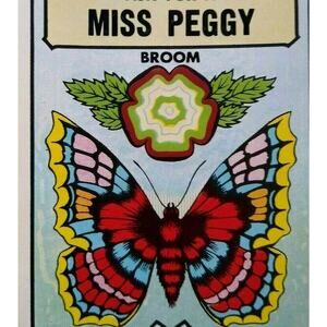 Miss Peggy Butterfly Art Original Broom & Mops Label Johnson Products Vintage